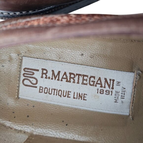 R. Martegani Italy Exotic Alligator and Woven Fabric Brown Dress Shoes Mens 9.5M - Picture 3 of 11